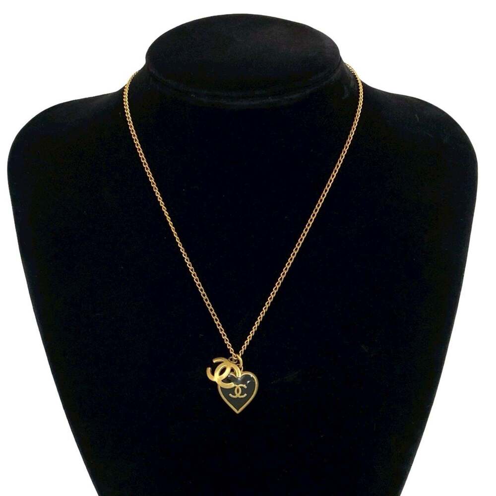CHANEL Authentic Black Logo Necklace - Picture 1 of 4